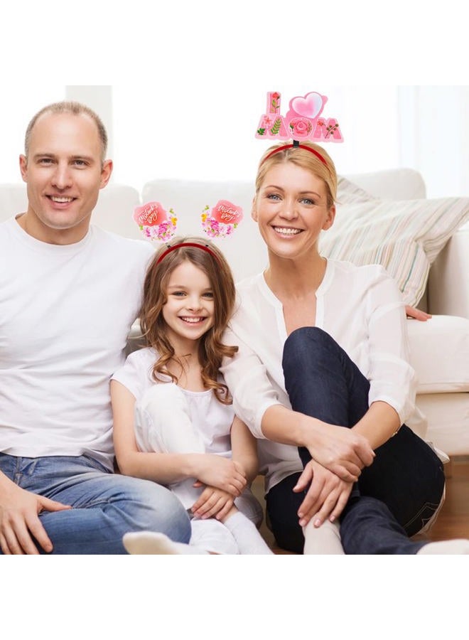 Doneace Happy Mother's Day Floral Hair Accessories - Headband with Flowers, Rose, Heart, 'I LOVE MOM' Party Decoration for Women and Kids - Image 2