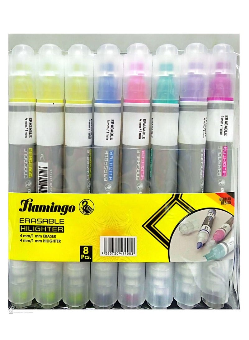 Flamingo 8Pieces Twin Sided Erasable Hilighter - Image 1