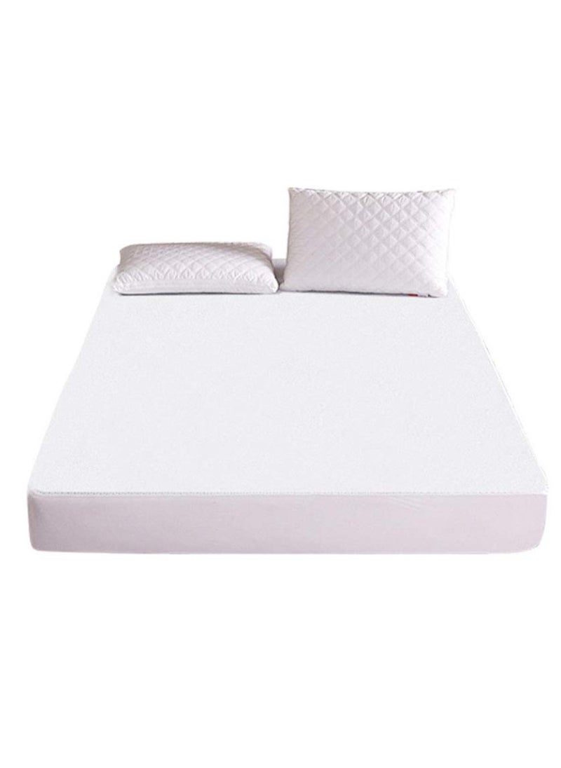Blueberry Terry Waterproof Mattress Protector With Deep Pocket And All Around Elastics, 150X200+25cm, White  - Image 1