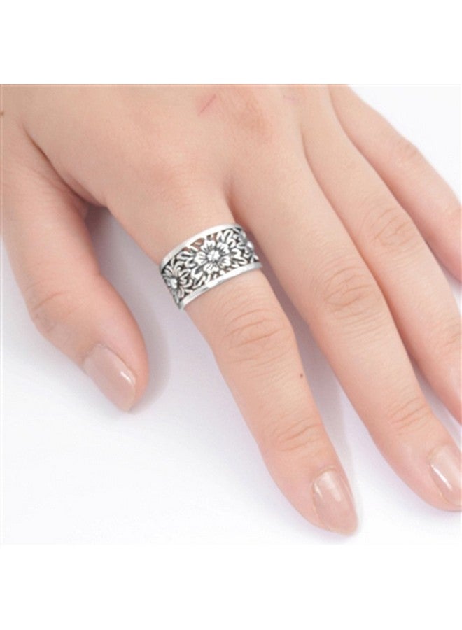 Sac Silver Women'S Flower Fashion Sunflower Ring New .925 Sterling Silver Band Size 8 - Image 2