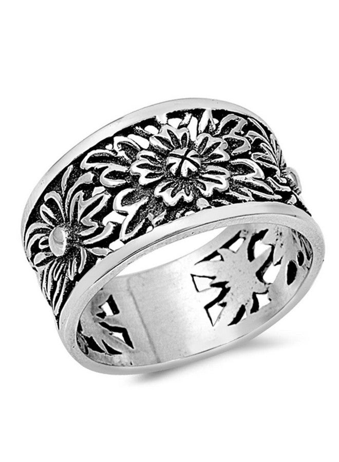 Sac Silver Women'S Flower Fashion Sunflower Ring New .925 Sterling Silver Band Size 8 - Image 1