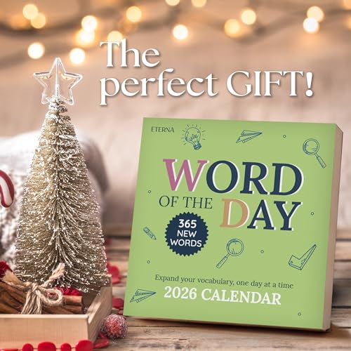 Eterna Goods 2026 Word of the Day Daily Calendar | Day To Day Tear Off Desktop Calendar with 365 New & Interesting Words & Definitions for Everyday of the Year, Fun Box Calendar Present For Men or Women, Christmas Stocking Stuffer Gift for Home or Office - Image 4