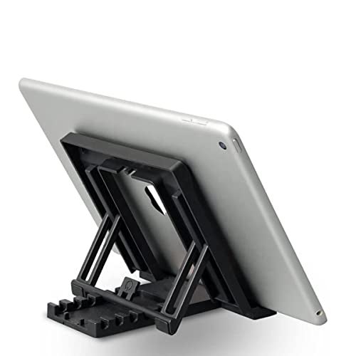 KACA Portable Tabletop Tablet Stand Mobile Holder, Desktop Stand, Cradle, Dock for iPad, Smartphone, Kindle, E-Reader, Fully Foldable, Adjustable Angle, Black - Image 5