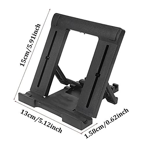 KACA Portable Tabletop Tablet Stand Mobile Holder, Desktop Stand, Cradle, Dock for iPad, Smartphone, Kindle, E-Reader, Fully Foldable, Adjustable Angle, Black - Image 3