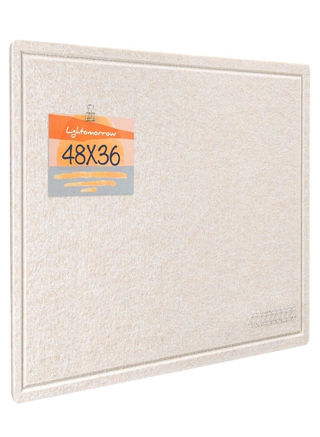 lightomorrow Large Bulletin Board - 48 x 36 Inches, Decorative Felt Pin Board for Wall - 4' x 3' Foldable Photo Display Board with Self-Adhesive Tape, includes 20 Push Pins - Oatmeal - Image 1