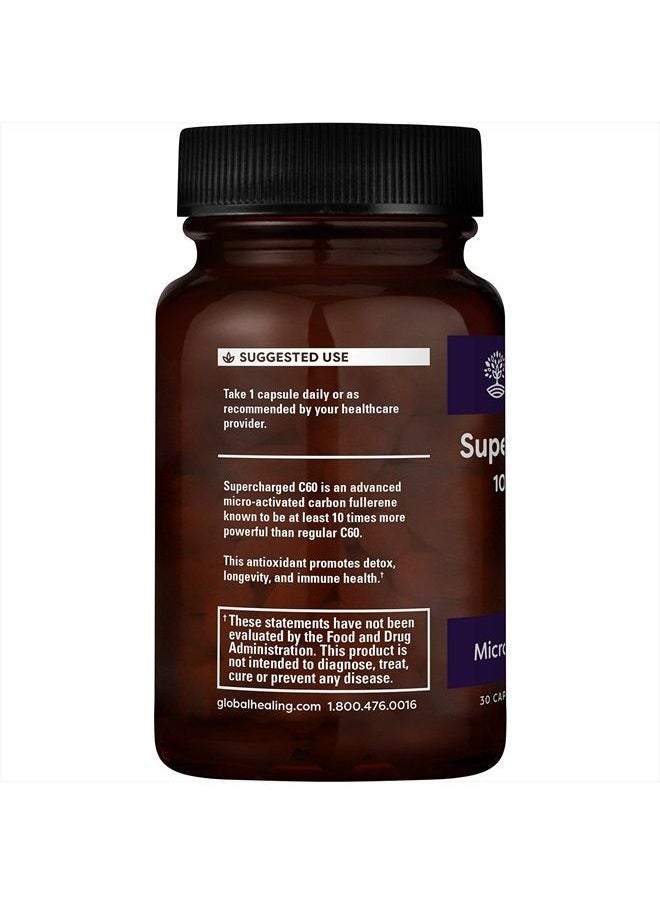 global healing center - Global Healing Supercharged C60 - Micro-Activated Carbon Fullerene w/Organic MCT Powder, 10 Times More Powerful Than Regular C60 Supplements - Helps Detoxification, Aging (30 Capsules) - Image 1