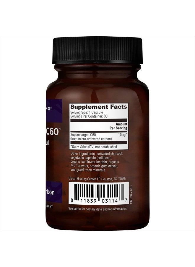 global healing center - Global Healing Supercharged C60 - Micro-Activated Carbon Fullerene w/Organic MCT Powder, 10 Times More Powerful Than Regular C60 Supplements - Helps Detoxification, Aging (30 Capsules) - Image 1