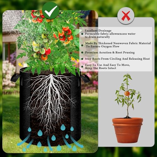 UJG 2 Pack 15 Gallon Potato Grow Bags with Pull-Down Harvest Window, Potato Bags for Growing Potatoes Heavy Duty Thickened Nonwoven Fabric Gardening Vegetable Growing Bags with Visible Window - Image 3