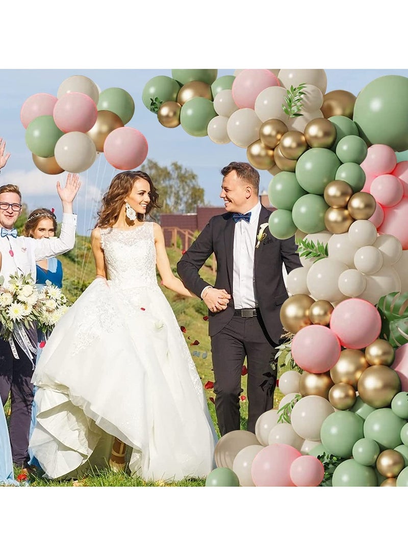 سيج بالون أخضر وردي اكليلا من الزهور مجموعة ، 133 الزيتون الأخضر الحمرة الوردي الرمال البيضاء المعدنية بالون الذهب ، ومناسبة للفتيات دش الزفاف دش عيد ميلاد الغابة سفاري بارك الطرف الديكور - Image 5