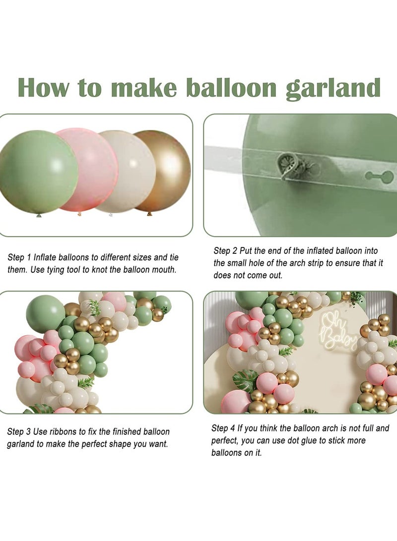 سيج بالون أخضر وردي اكليلا من الزهور مجموعة ، 133 الزيتون الأخضر الحمرة الوردي الرمال البيضاء المعدنية بالون الذهب ، ومناسبة للفتيات دش الزفاف دش عيد ميلاد الغابة سفاري بارك الطرف الديكور - Image 3