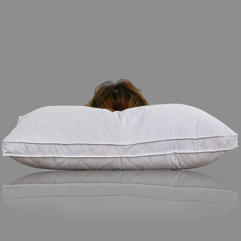 Three Geese Pack of 2 White Goose Feather Polyester Bed Pillows Queen/Standard Size- Soft 600 Thread Count 100% Cotton, Medium Firm,Soft Support Surround Fill Polyester,White Solid - Image 4