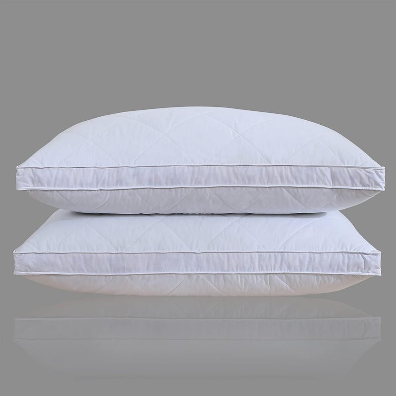 Three Geese Pack of 2 White Goose Feather Polyester Bed Pillows Queen/Standard Size- Soft 600 Thread Count 100% Cotton, Medium Firm,Soft Support Surround Fill Polyester,White Solid - Image 1