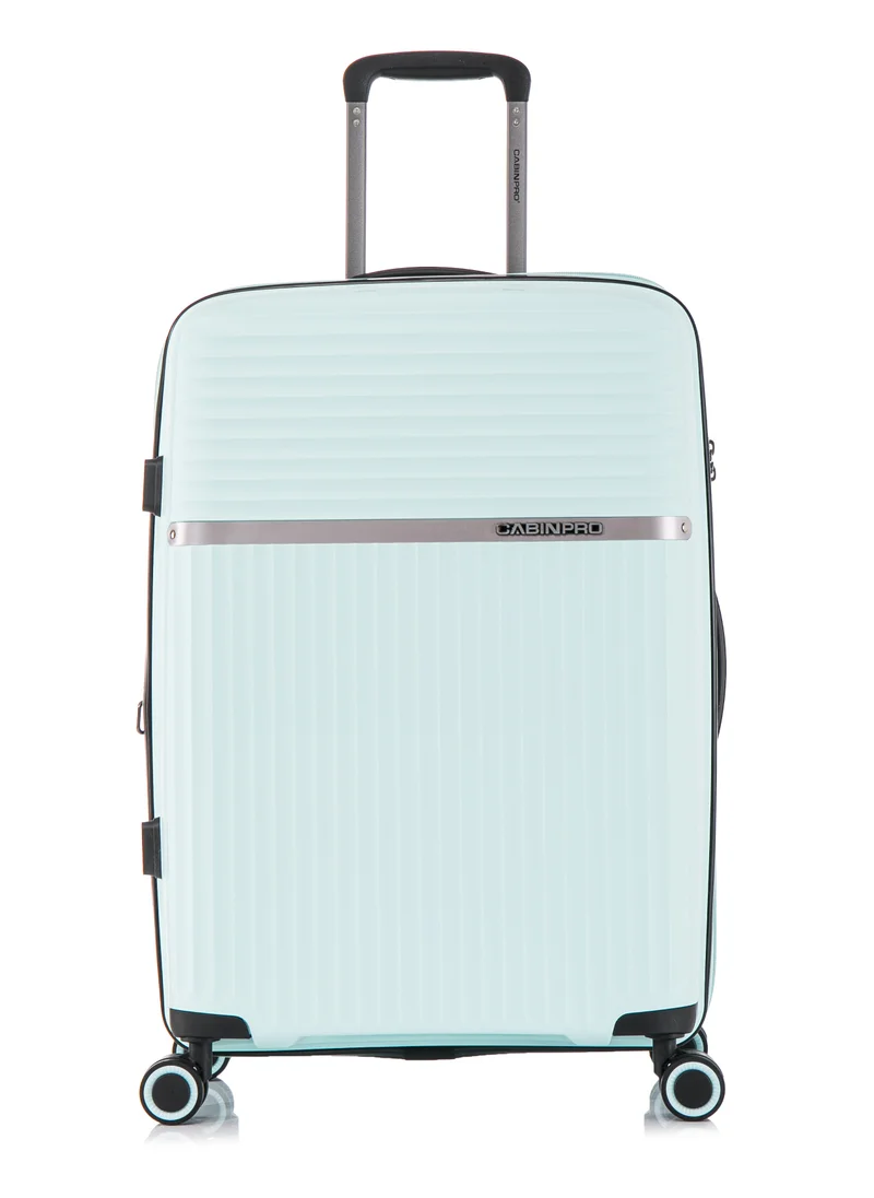 CABINPRO Light Weight PP Fashion Trolley Luggage Expandable Hard Case Medium Checked Suitcase with Safe Zipper and 4 Quite 360° Double Spinner Wheels CP002 Mint