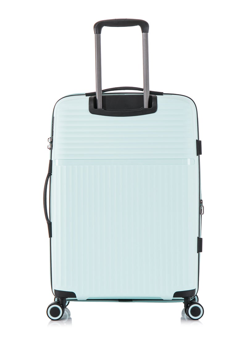 CABINPRO Light Weight PP Fashion Trolley Luggage Expandable Hard Case Medium Checked Suitcase with Safe Zipper and 4 Quite 360° Double Spinner Wheels CP002 Mint  - Image 4