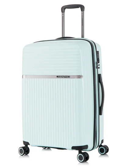 كابينبرو Light Weight PP Fashion Trolley Luggage Expandable Hard Case Medium Checked Suitcase with Safe Zipper and 4 Quite 360° Double Spinner Wheels CP002 Mint