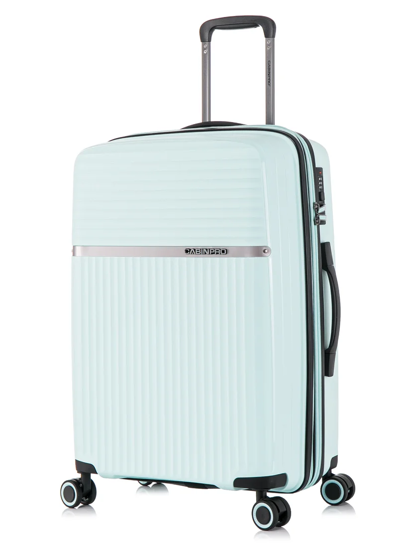 CABINPRO Light Weight PP Fashion Trolley Luggage Expandable Hard Case Medium Checked Suitcase with Safe Zipper and 4 Quite 360° Double Spinner Wheels CP002 Mint