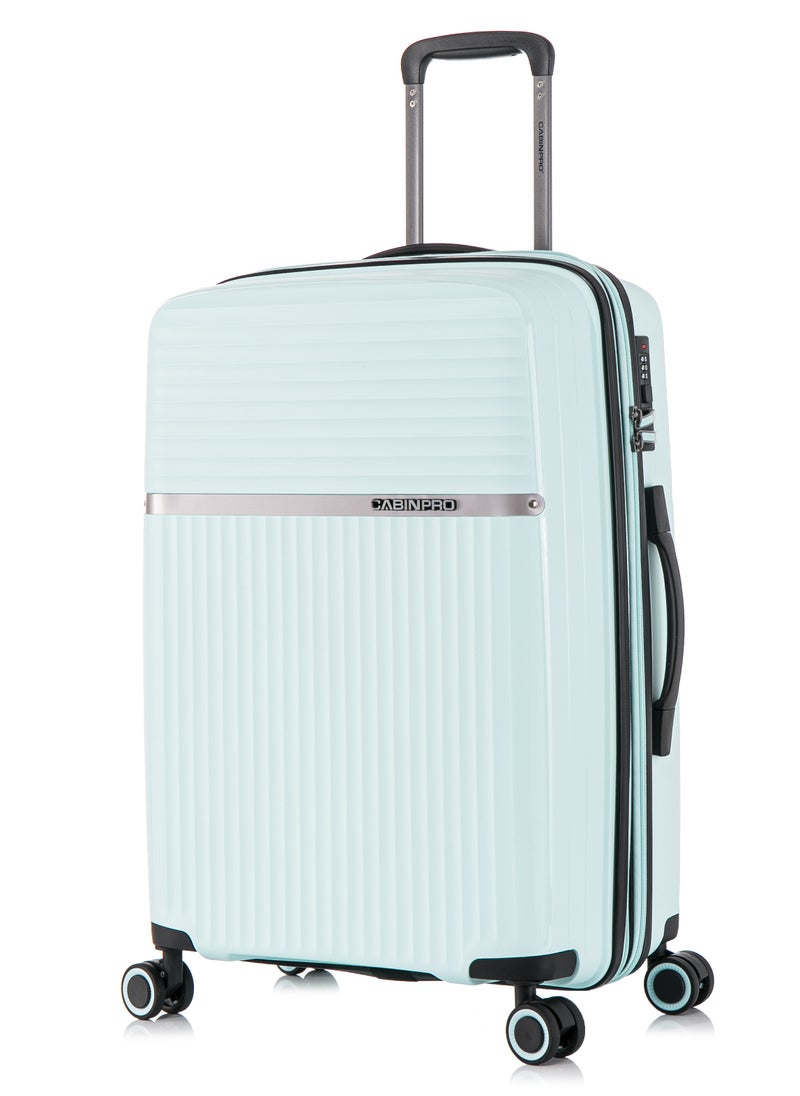 CABINPRO Light Weight PP Fashion Trolley Luggage Expandable Hard Case Medium Checked Suitcase with Safe Zipper and 4 Quite 360° Double Spinner Wheels CP002 Mint  - Image 1
