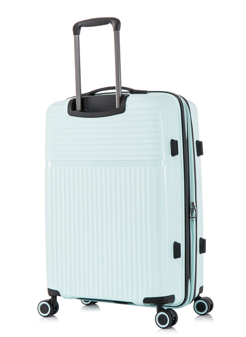 CABINPRO Light Weight PP Fashion Trolley Luggage Expandable Hard Case Medium Checked Suitcase with Safe Zipper and 4 Quite 360° Double Spinner Wheels CP002 Mint  - Image 3