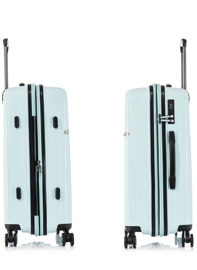 CABINPRO Light Weight PP Fashion Trolley Luggage Expandable Hard Case Medium Checked Suitcase with Safe Zipper and 4 Quite 360° Double Spinner Wheels CP002 Mint  - Image 5