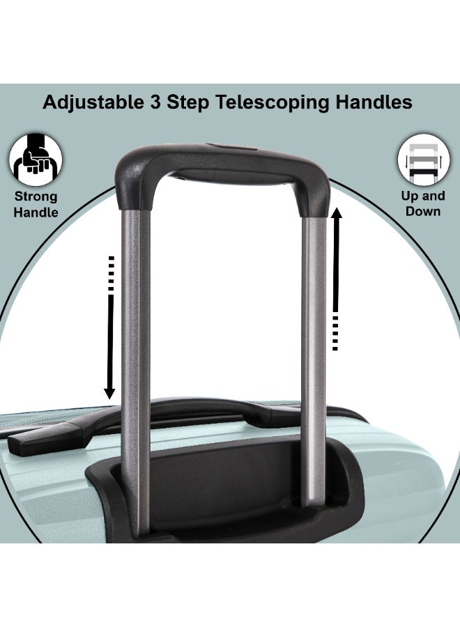 CABINPRO Light Weight PP Fashion Trolley Luggage Expandable Hard Case Medium Checked Suitcase with Safe Zipper and 4 Quite 360° Double Spinner Wheels CP002 Mint - Image 3