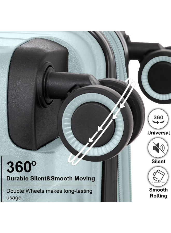 CABINPRO Light Weight PP Fashion Trolley Luggage Expandable Hard Case Medium Checked Suitcase with Safe Zipper and 4 Quite 360° Double Spinner Wheels CP002 Mint - Image 4