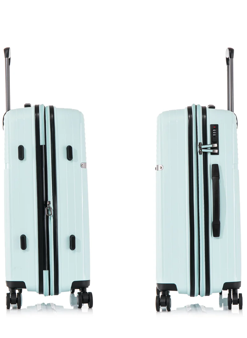 CABINPRO 24 Light Weight PP Fashion Trolley Luggage Expandable Hard Case Medium Checked Suitcase with Safe Zipper and 4 Quite 360° Double Spinner Wheels CP002 Mint  | Best Price UAE