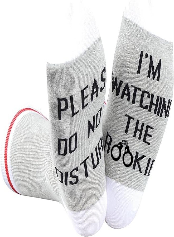 GJTIM 2 Pairs Crime Drama TV Show Inspired Gift Do Not Disturb I’m Watching Comedy Show Socks TV Show Birthday Gift for Women (Watching R) - Image 1