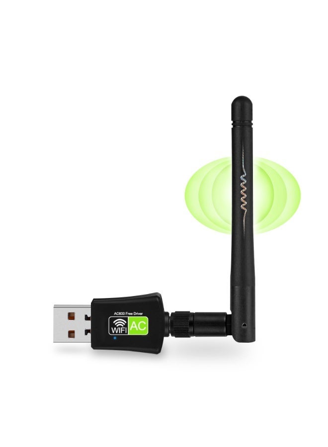 Chabeia USB WiFi Adapter for Destop PC/Laptop,AC600 Dual Band 5GHz/2.4GHz WiFi Dongle with 5dBi Antenna, 802.11ac Wireless Network Card for Windows, CD-Free and Plug & Play - Image 1