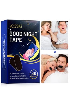 VOGSIG 30 Patches Good Night Tape Mouth Tape Sleep Strips Soft and Comfortable Gentle and Secure Adhesive Sleep Mouth Tape Anti Snoring Less Mouth Breathing Odour Free Sleep Strips Mouth Tape  - Image 1