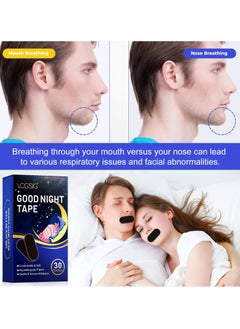 VOGSIG 30 Patches Good Night Tape Mouth Tape Sleep Strips Soft and Comfortable Gentle and Secure Adhesive Sleep Mouth Tape Anti Snoring Less Mouth Breathing Odour Free Sleep Strips Mouth Tape  - Image 3