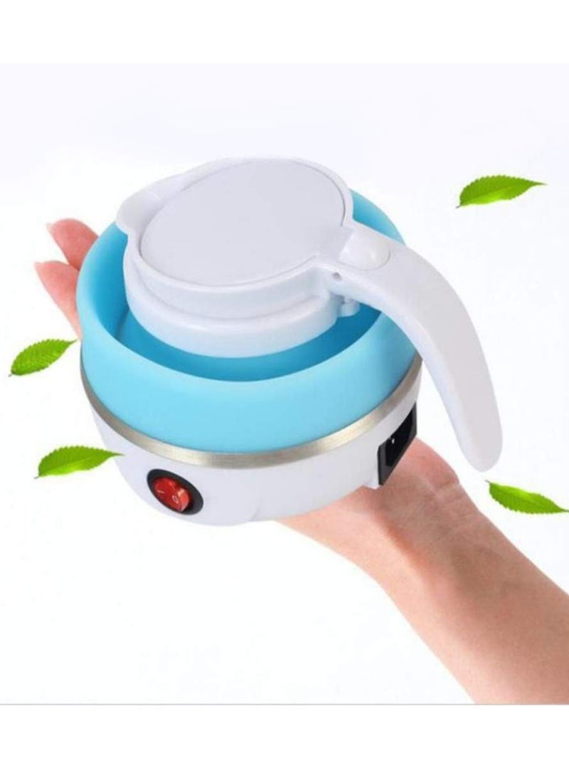 Folding Electric Kettle, US Plug 110V 400W Collapsible Hot Water Kettle with Detachable Power Cord for Desktop (Blue)