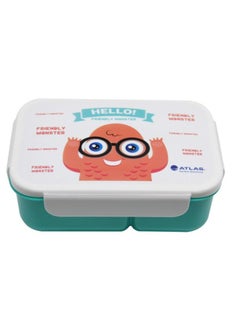 Friendly Monster Printed Lunch Box with Spoon Green
