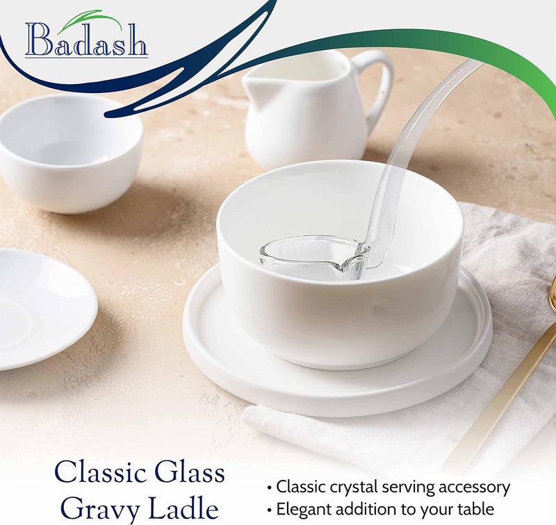 Badash 6" Small Glass Gravy Ladle, Artisan Heritage Quality Mouth-Blown Lead-Free Crystal, Elegant Small Spoon-Sized Serving Clear Utensil perfect For Sauce & Salad Dressing, Presentation Packaging - Image 5