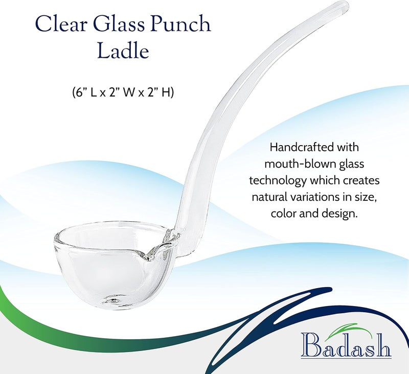 Badash 6" Small Glass Gravy Ladle, Artisan Heritage Quality Mouth-Blown Lead-Free Crystal, Elegant Small Spoon-Sized Serving Clear Utensil perfect For Sauce & Salad Dressing, Presentation Packaging - Image 3