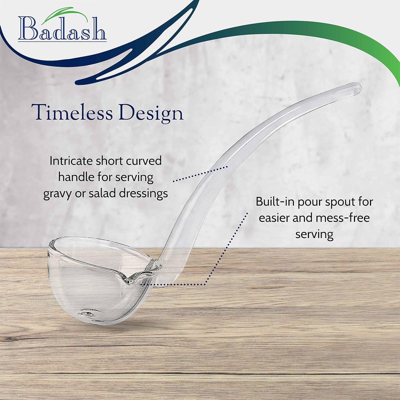 Badash 6" Small Glass Gravy Ladle, Artisan Heritage Quality Mouth-Blown Lead-Free Crystal, Elegant Small Spoon-Sized Serving Clear Utensil perfect For Sauce & Salad Dressing, Presentation Packaging - Image 2