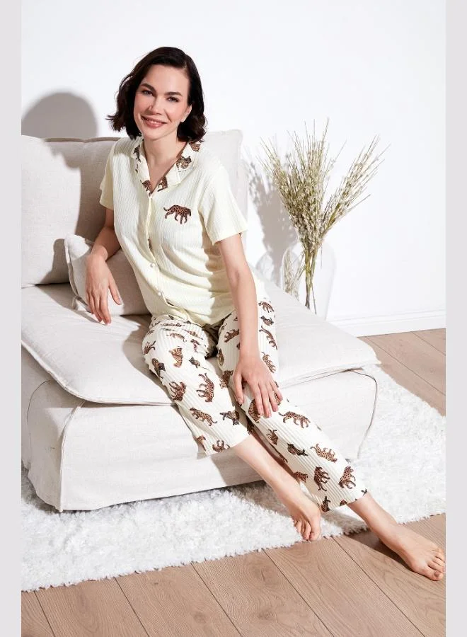 Lela Lela Regular Fit Shirt Collar Short Sleeve Pajama Set Women's PAJAMA SET 65740102