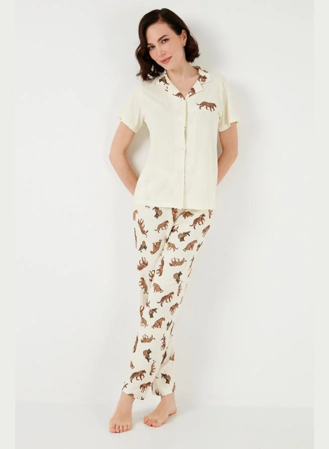 Lela Lela Regular Fit Shirt Collar Short Sleeve Pajama Set Women's PAJAMA SET 65740102