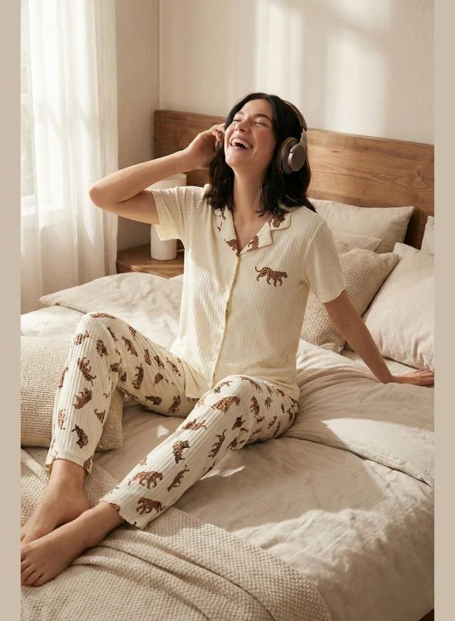 Lela Lela Regular Fit Shirt Collar Short Sleeve Pajama Set Women's PAJAMA SET 65740102