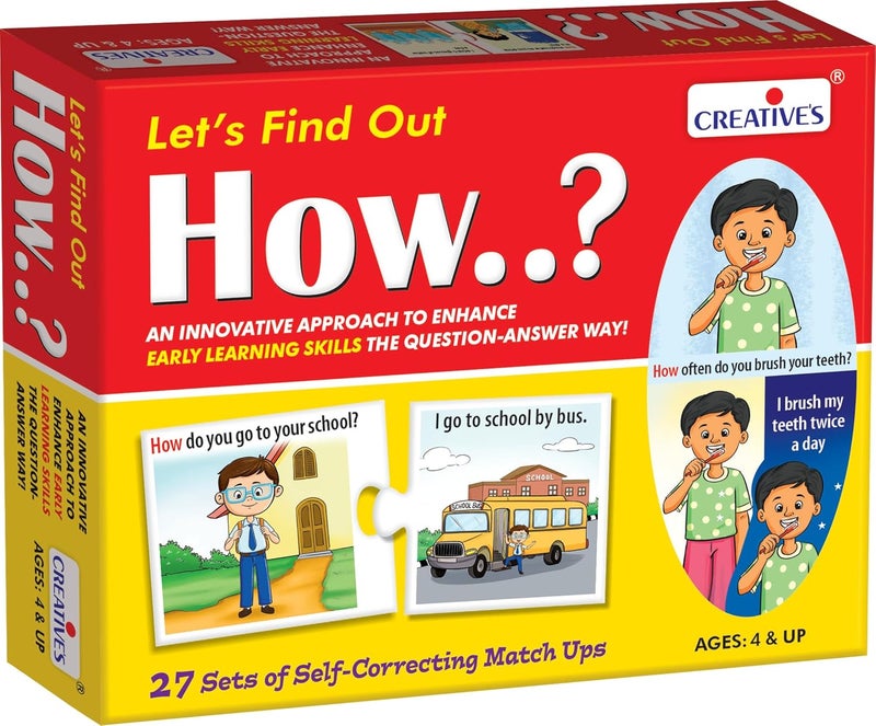Creatives Let's Find Out-How | WH Question Series | Self-Correcting Match Ups Game | How is The Part of What, When, Where, Why, Who Series | Game for Ages 4 & Above - Image 1