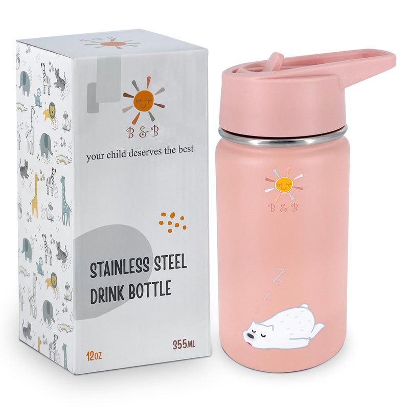 B.B BB Kids Stainless Steel Water Bottle with Straw Kids Insulated Water for School Trip TravelWater Bottles for Boys Girls Reusable Double Wall Vacuum Leak Proof BPA Free - Image 2