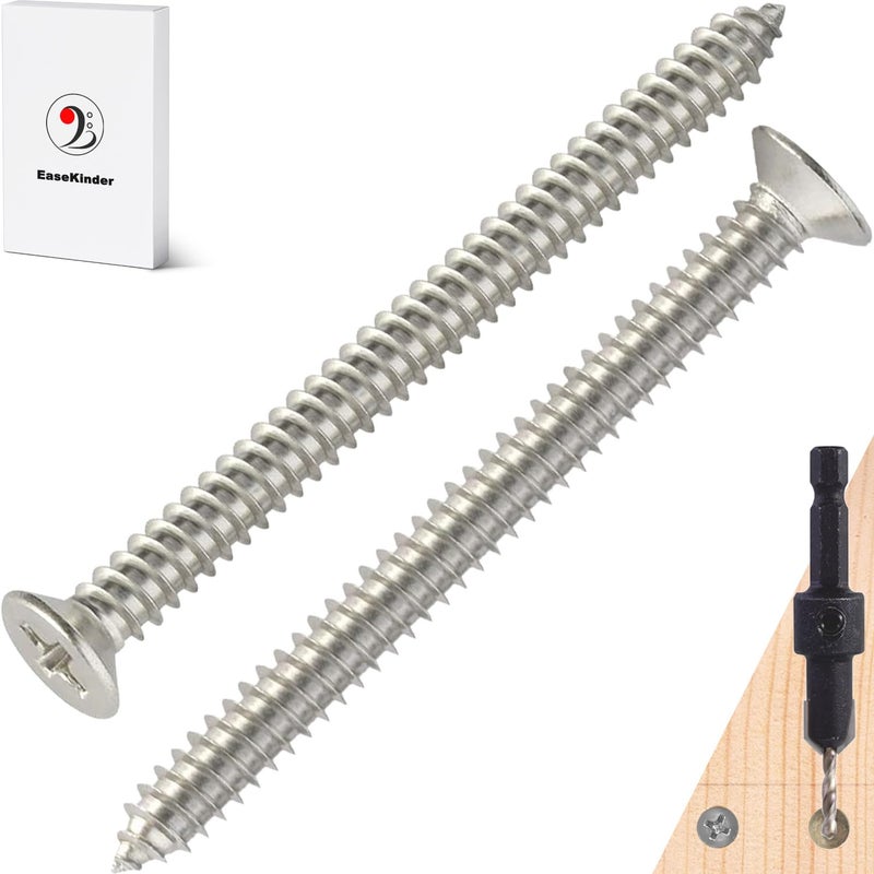 Kinder Wood Screws - 15PCS Flat Head Phillips Screws, 304 Stainless Steel Screw (#14 x 3) - Image 1