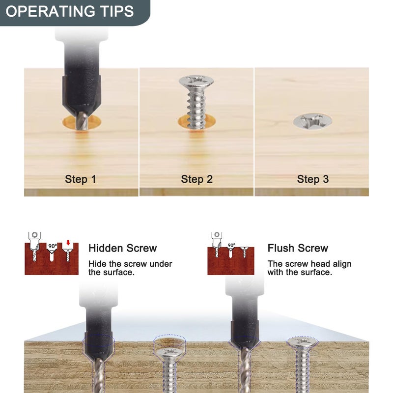 Kinder Wood Screws - 15PCS Flat Head Phillips Screws, 304 Stainless Steel Screw (#14 x 3) - Image 3