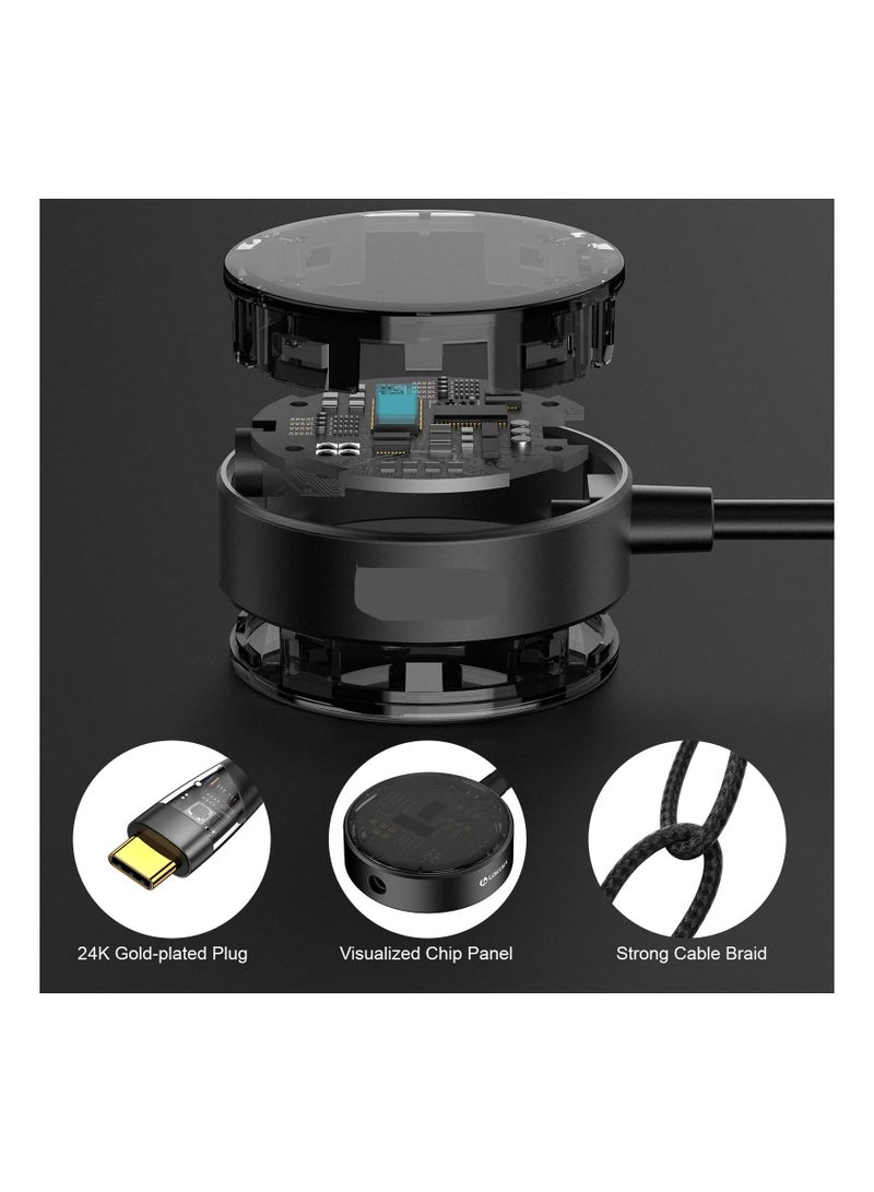 USB C to 3.5mm Headphone and Charger Adapter, 2-in-1 Hub USB Type C to TRRS 3.5mm AUX/Mic and PD 3.0 60W Fast Charging Splitter, Top Series Visualized Hi-Res DAC Chip Docking Station(Black)(1Pack) - Image 4