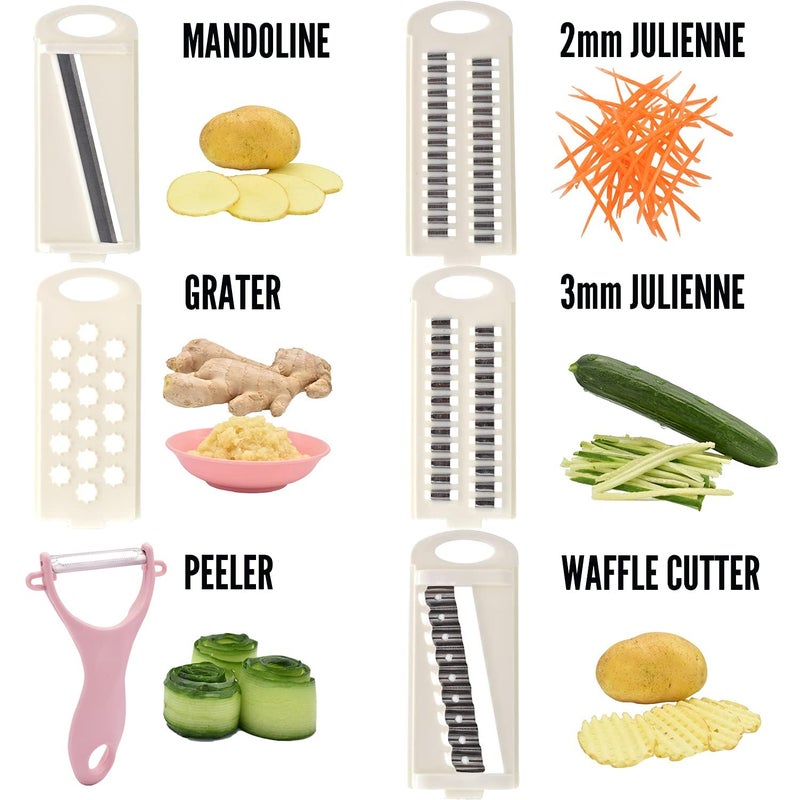 NACOLUS Mandoline Slicer for Kitchen Slicer Vegetable Cutter 5 In 1 Veggie Slicer Potato Slicer waffle fry cutter Hot Swap Mandolin with Peeler for Vegetables Carrot Shredder Cucumber Slicer - Image 3