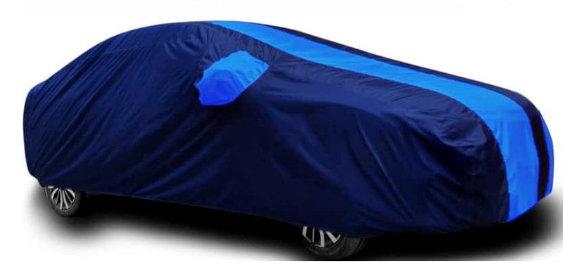 Carigiri Sky Blue and Navy Blue Car Body Cover for Chevrolet Spark(Triple Stitched,Mirror Pocket)(All Year Models) - Image 3