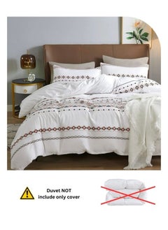 LUNA Home King size 6 pieces Bedding Set Without Filler, White Color Simple Elegant Design.  - Image 4