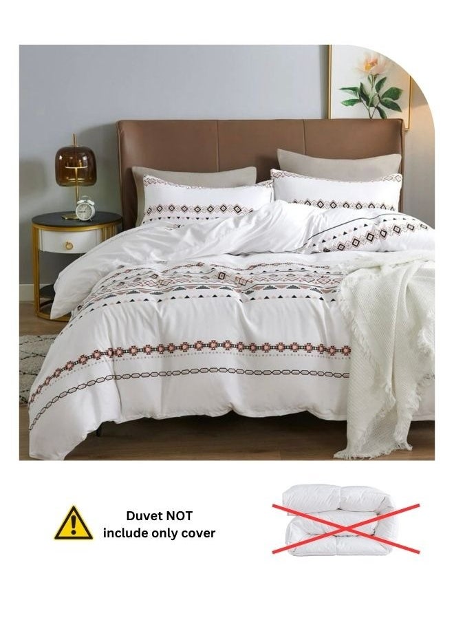 LUNA Home King size 6 pieces Bedding Set Without Filler, White Color Simple Elegant Design.  - Image 4