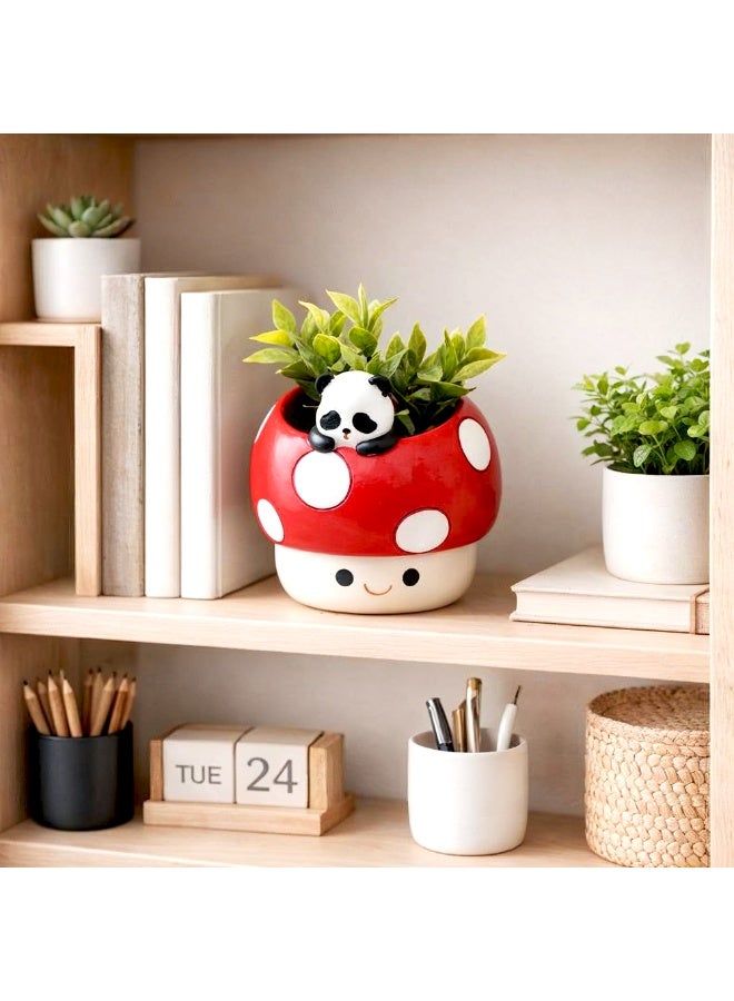 BERAM Mushroom Flower Pot, Decorative Succulent Planter for Indoor Plants, Cute Mushroom Plant Pot for Desk, Windowsill, Fairy Garden & Home Décor - Image 2