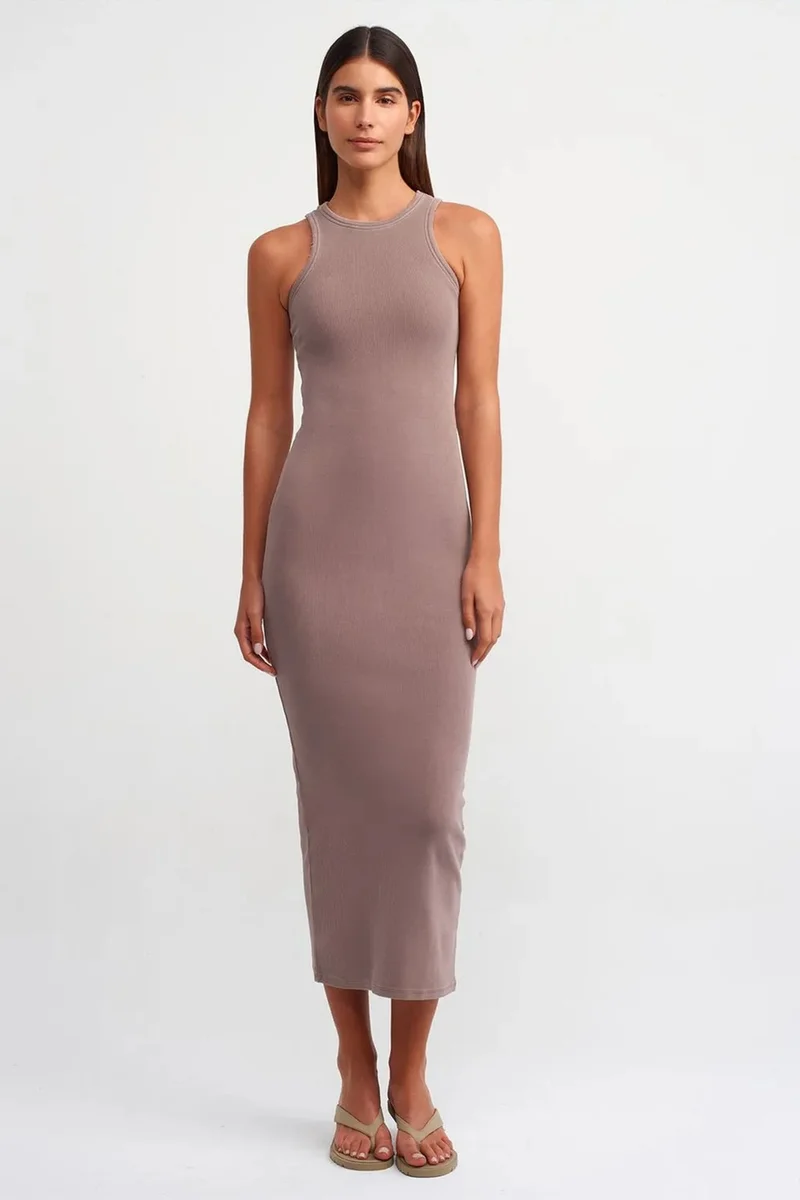 DILVIN Ribbed Bodycon Maxi Dress
