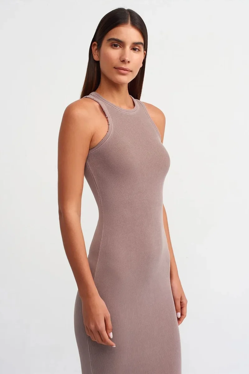 Dilvin Mauve Purple DILVIN Ribbed Bodycon Maxi Dress for Women | Best Price UAE